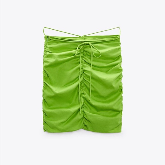 Green Linen Blend Skirt - Picture 2 of 7